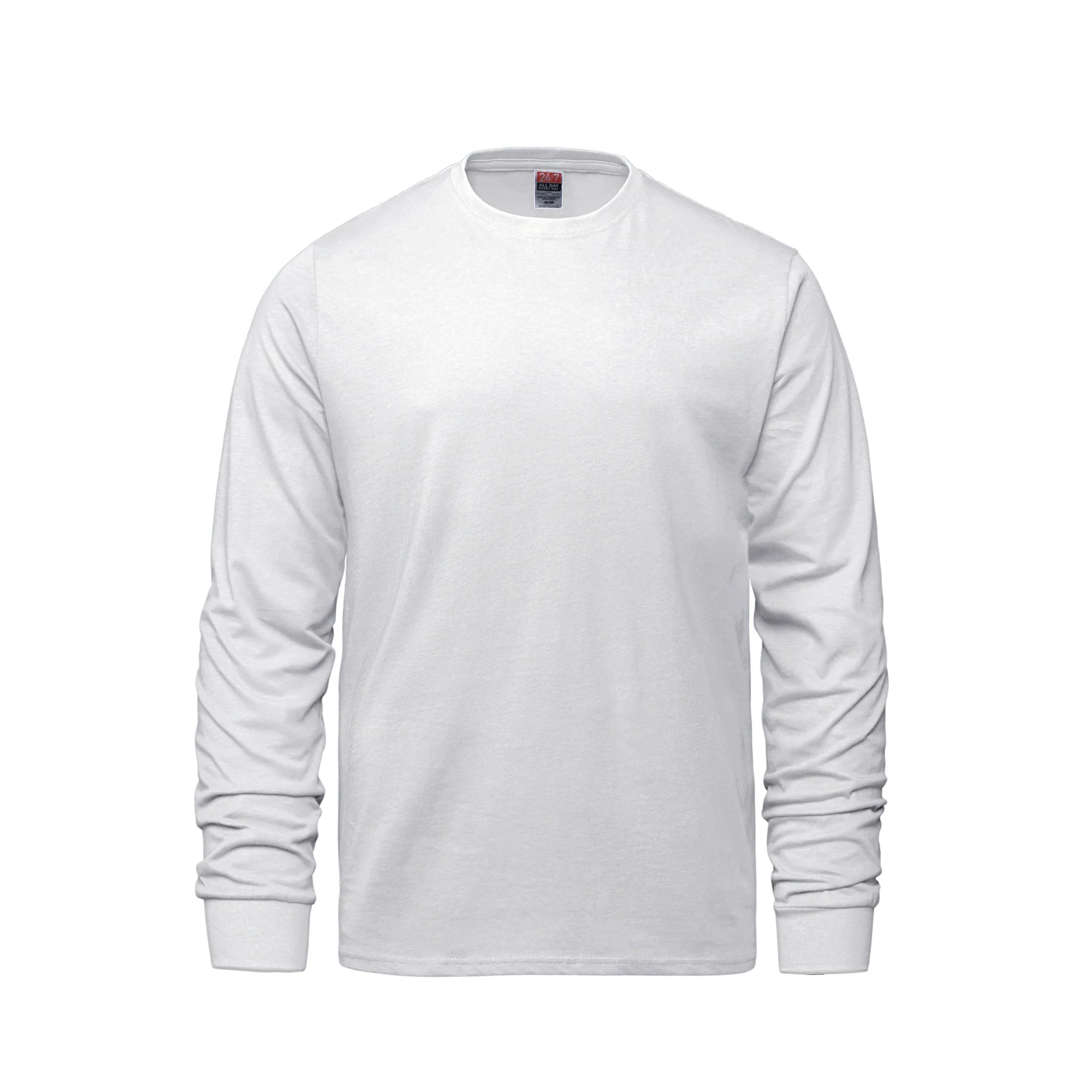 Adult RING SPUN Combed Cotton Long Sleeve Crewneck T-Shirt-CSW - Color Image 1